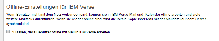 offline einstellungen ibm verse