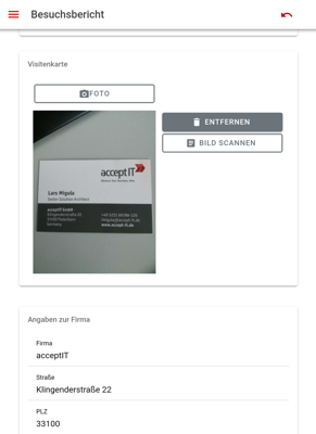 acceptIT Leadraiser Visitenkarten Scan mit Datenuebernahme K