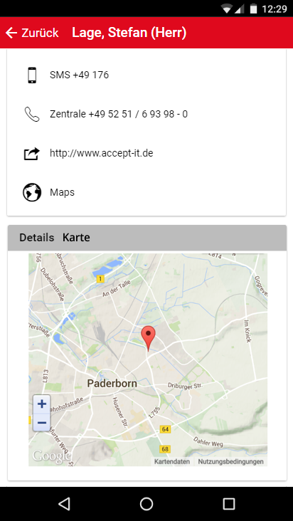 acceptITContacter Detail Kartenintegration